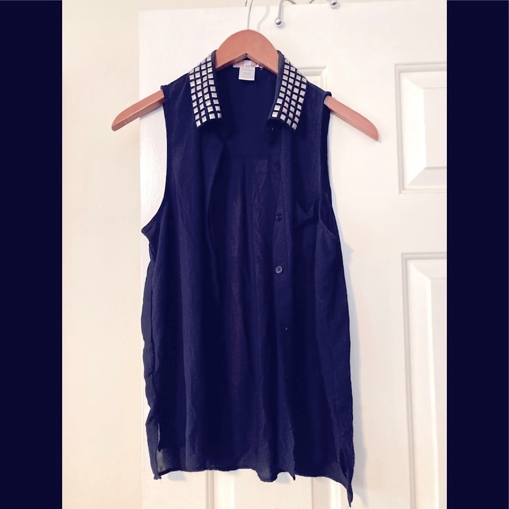Katie K navy silky tank top